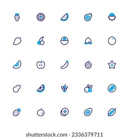 Fruits Icon Collection. Pixel Perfect Fruits Semibold Color Style 2D Icon
