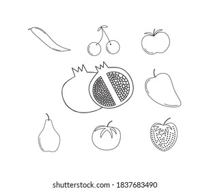 fruits icon collections vector isolated on white