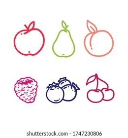 vector de línea de color de icono de frutos