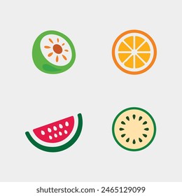 Icono de frutas y diseño de logotipo de frutas frescas Ilustración vectorial de alimentos de naturaleza tropical