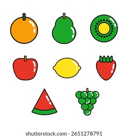Fruits Icon Full Color for Kids Education Bundle Set