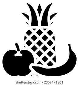 Icono de frutas en estilo glifo. Ilustración vectorial, adecuada para logotipo, web, diseño gráfico, ilustración, pegatina, libros, etc.