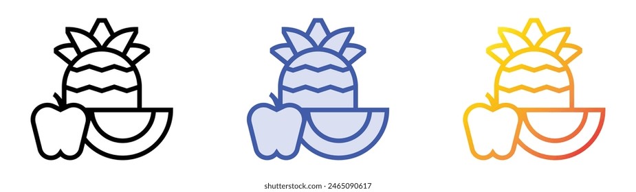 fruits icon. Linear, Blue Fill and Gradient Style Design Isolated On White Background