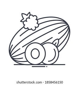 Icono de frutas, ilustración lineal aislada, vector de línea delgada, signo de diseño web, símbolo de concepto de contorno con trazo editable sobre fondo blanco.