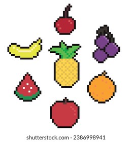 fruits icon pack pixel art	