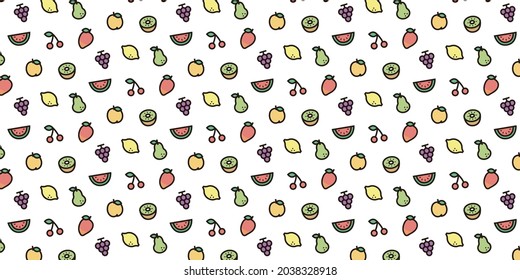 Fondo de patrón de icono de frutas para sitio web o papel de envoltura (versión de icono de color)
