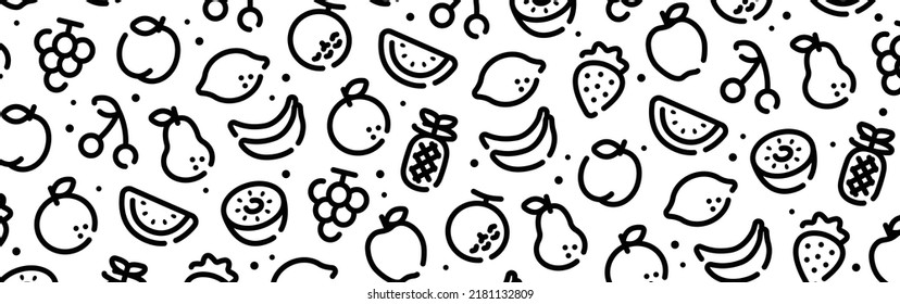 Fruits Icon Pattern Background Wide Banner