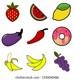 Fruits icon set.