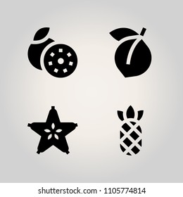 Fruits icon set. apple, fruit, star fruit and pineapple illustration vector icons for web and design