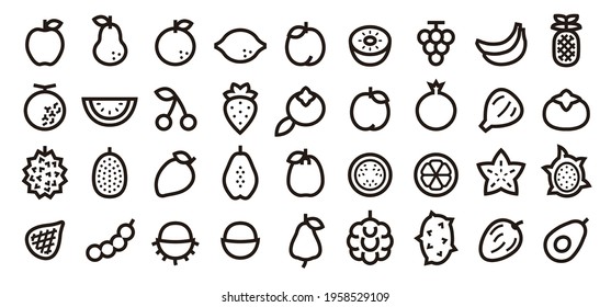 Fruits Icon Set (Bold outline version)