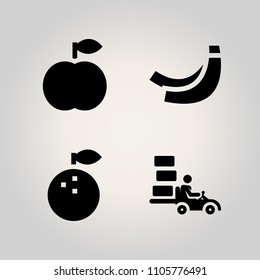 Fruits icon set. cart, red, button and peel illustration vector icons for web and design