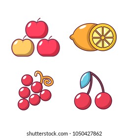 Fruits icon set. Cartoon set of fruits vector icons for web design isolated on white background