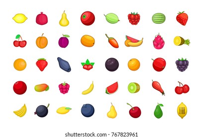 Fruits icon set. Cartoon set of fruits vector icons for your web design isolated on white background