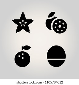 Fruits icon set. circle, starfruit, grapefruit isolated and white illustration vector icons for web and design
