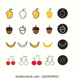 Fruits icon set collection vector 