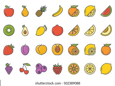 Fruits Icon Set Colored