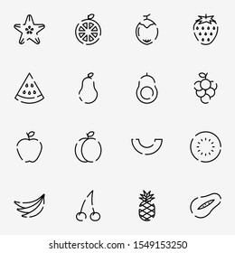 Fruits icon set. Creative fruits outline icon sign, vector illustration.