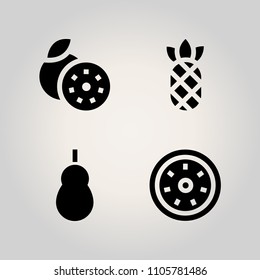 Fruits icon set. cut out, pineapple, round and eating illustration vector icons for web and design