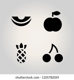 Fruits icon set. decoration, yellow, freshness and cherry illustration vector icons for web and design