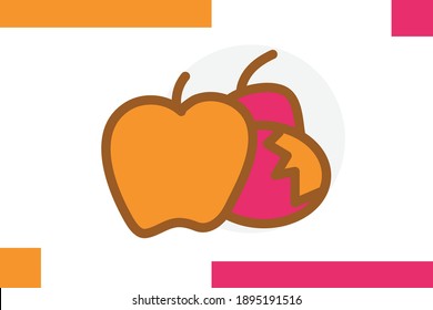 Fruits icon set Filled line color concept related food elements.
