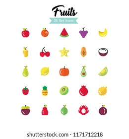 fruits icon set flat style eps 10