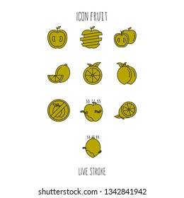 Fruits Icon Set food silhouette With rotten Orange Vector Illustrator