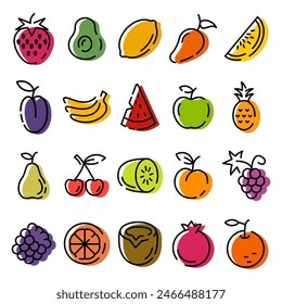 Fruits icon. Fruits icon set. Food symbol. Vector illustration.