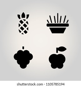 Fruits icon set. glass, top view, kitchen and background illustration vector icons for web and design