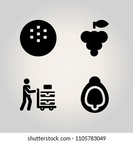 Fruits icon set. grapevine, ingredient, red and fruit illustration vector icons for web and design