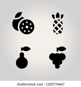 Fruits icon set. half, branch, red and closeup illustration vector icons for web and design