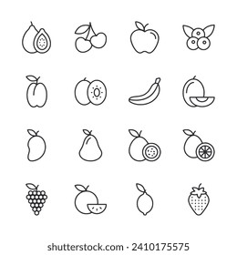 Fruits icon set isolated on white