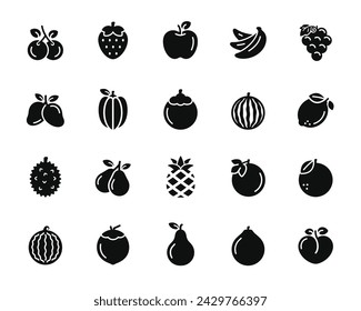 Fruits icon set isolated on white background