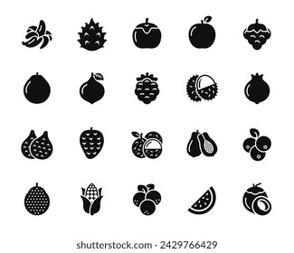 Fruits icon set isolated on white background