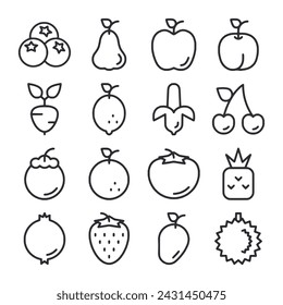 Fruits icon set isolated on white
