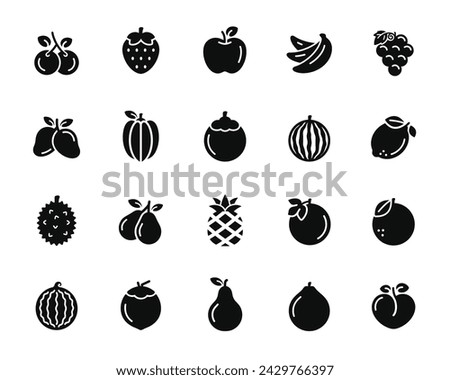 Fruits icon set isolated on white background