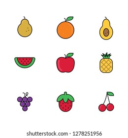 Fruits icon set lined