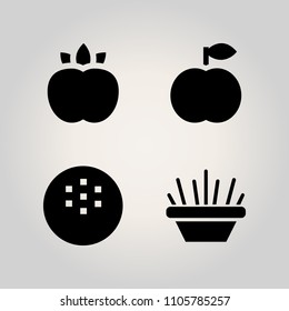 Fruits icon set. lunch, pottery, whole and above illustration vector icons for web and design