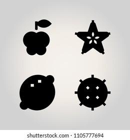 Fruits icon set. macro, lichee, lemon and vegetarian illustration vector icons for web and design