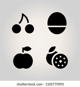 Fruits icon set. macro, stem, design and berry illustration vector icons for web and design