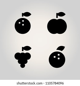 Fruits icon set. mandarin, citrus, mandarine and fruit illustration vector icons for web and design