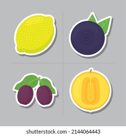 icono de frutos establecido en fondo gris