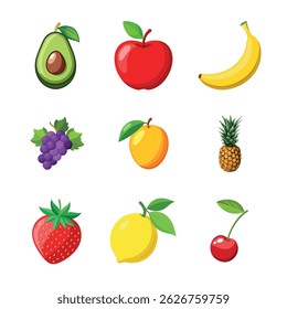 Fruits  icon set on white background