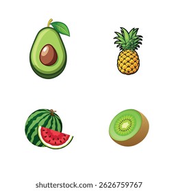 Fruits  icon set on white background