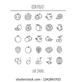 Fruits Icon Set Outlined Vector Illustration
