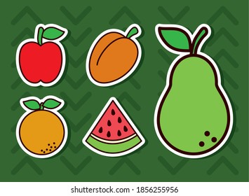 Fruchtsymbol auf grünem Hintergrund, Linien- und Füllstil, Vektorgrafik