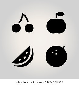 Fruits icon set. path, delicious, part and cut illustration vector icons for web and design