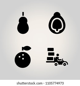 Fruits icon set. pushcart, element, path to cut and tasty illustration vector icons for web and design