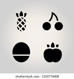Fruits icon set. red, bright, sakura and vegan illustration vector icons for web and design