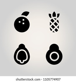 Fruits icon set. ripe, collection, slice and vegetable illustration vector icons for web and design