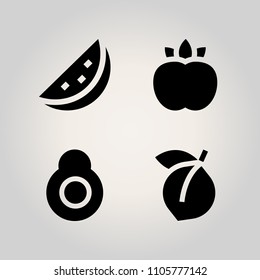 Fruits icon set. ripe, eating, pink and vegan illustration vector icons for web and design